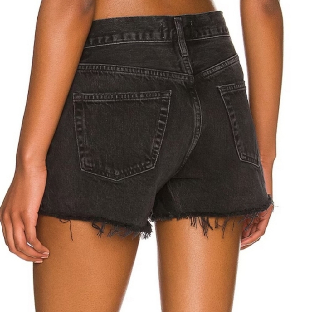 AGOLDE Parker Distressed Raw Hem Vintage Wash Black Denim Jean Shorts 28 - Picture 13 of 14